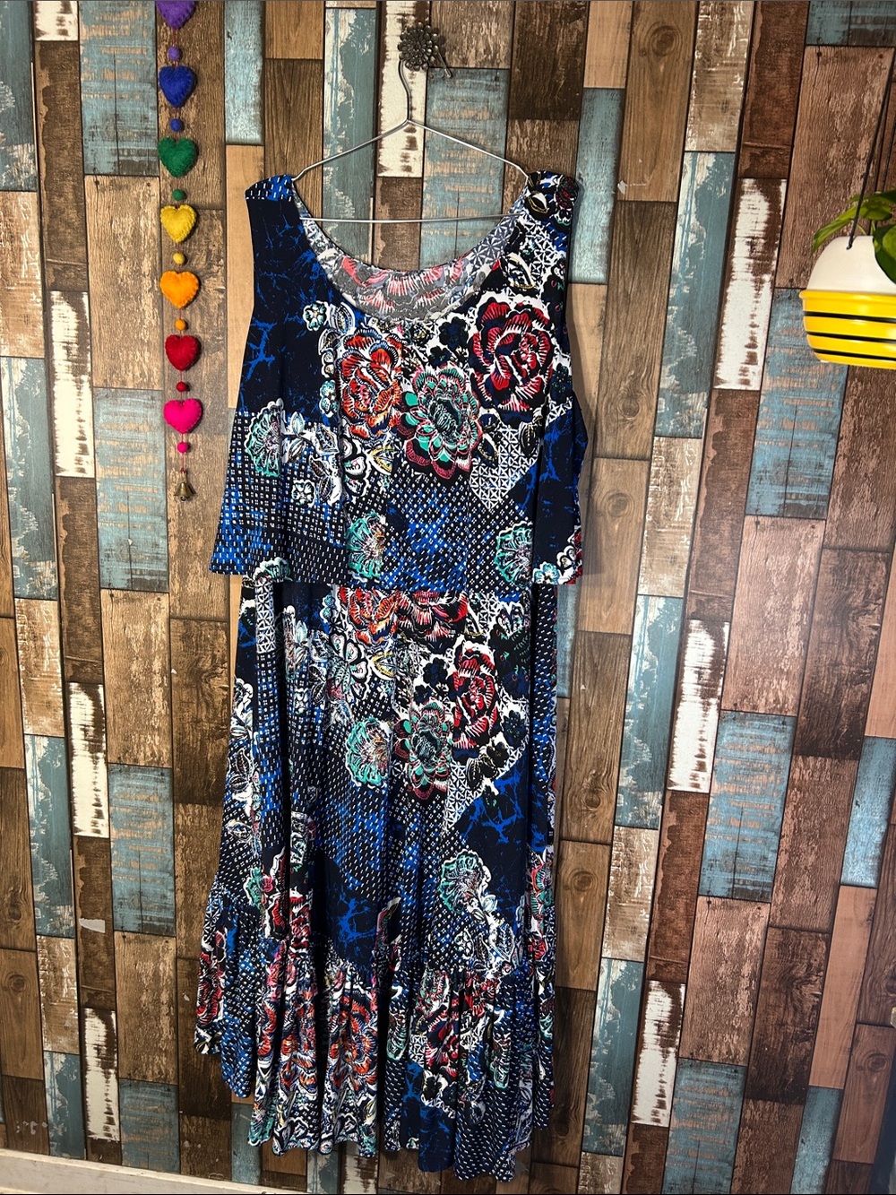 Rafaella Navy Floral & Multicolor Print Midi Dress - Picture 15 of 16